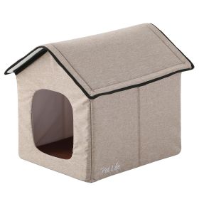 Pet Life "Hush Puppy" Electronic Heating and Cooling Smart Collapsible Pet House - Beige - Large