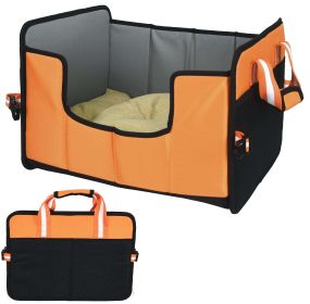 Pet Life 'Travel-Nest' Folding Travel Cat and Dog Bed - Orange - Small