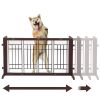 38"-71" Adjustable Wooden Pet Gate for Dogs, Indoor Freestanding Dog Fence for Doorways, Stairs, Deep Brown - As Pic