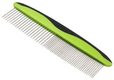 Pet Life Grip Ease' Wide and Narrow Tooth Grooming Pet Comb - Green