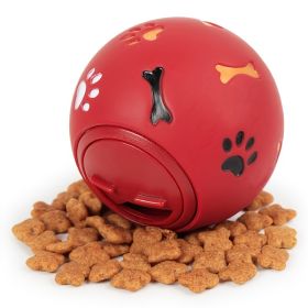 Food Dispensing Dog Toys; Pet Ball Toys; Rubber Slow Feeder Dog Puzzle Toys; Dog Treat Balls - Red - M