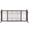 38"-71" Adjustable Wooden Pet Gate for Dogs, Indoor Freestanding Dog Fence for Doorways, Stairs, Deep Brown - As Pic
