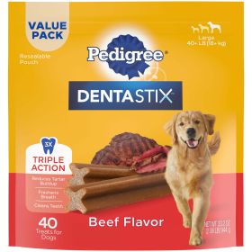 PEDIGREE DENTASTIX Beef Flavor Dental Bones Treats for Large Dogs, 2.08 lb. Value Pack (40 Treats) - Minties