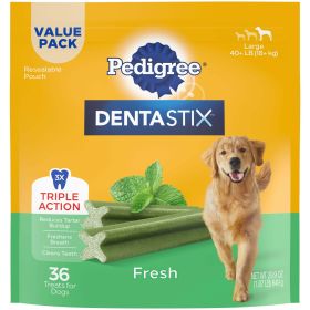 PEDIGREE DENTASTIX Fresh Flavor Dental Bone Treats for Large Dogs, 1.94 lb. Value Pack (36 Treats) - Pedigree
