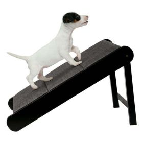 Foldable Wooden Dog Pet Ramp for Bed, Couch, or Vehicle (Black/Gray) - Black/Gray
