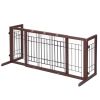 38"-71" Adjustable Wooden Pet Gate for Dogs, Indoor Freestanding Dog Fence for Doorways, Stairs, Deep Brown - As Pic