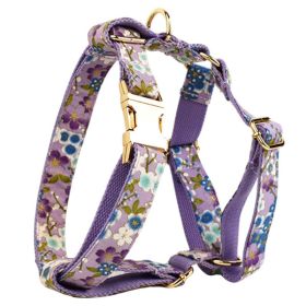 Purple And Wind Floral Dog Collar Hand Holding Rope Metal Bandana Bow Strap Out Shit Bag (Option: Dog Vest-XL)