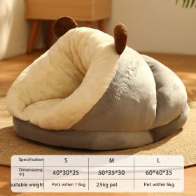 Pet Bed Winter Cat Dog Slippers Small Nest (Option: Gray Brown Bear-L)